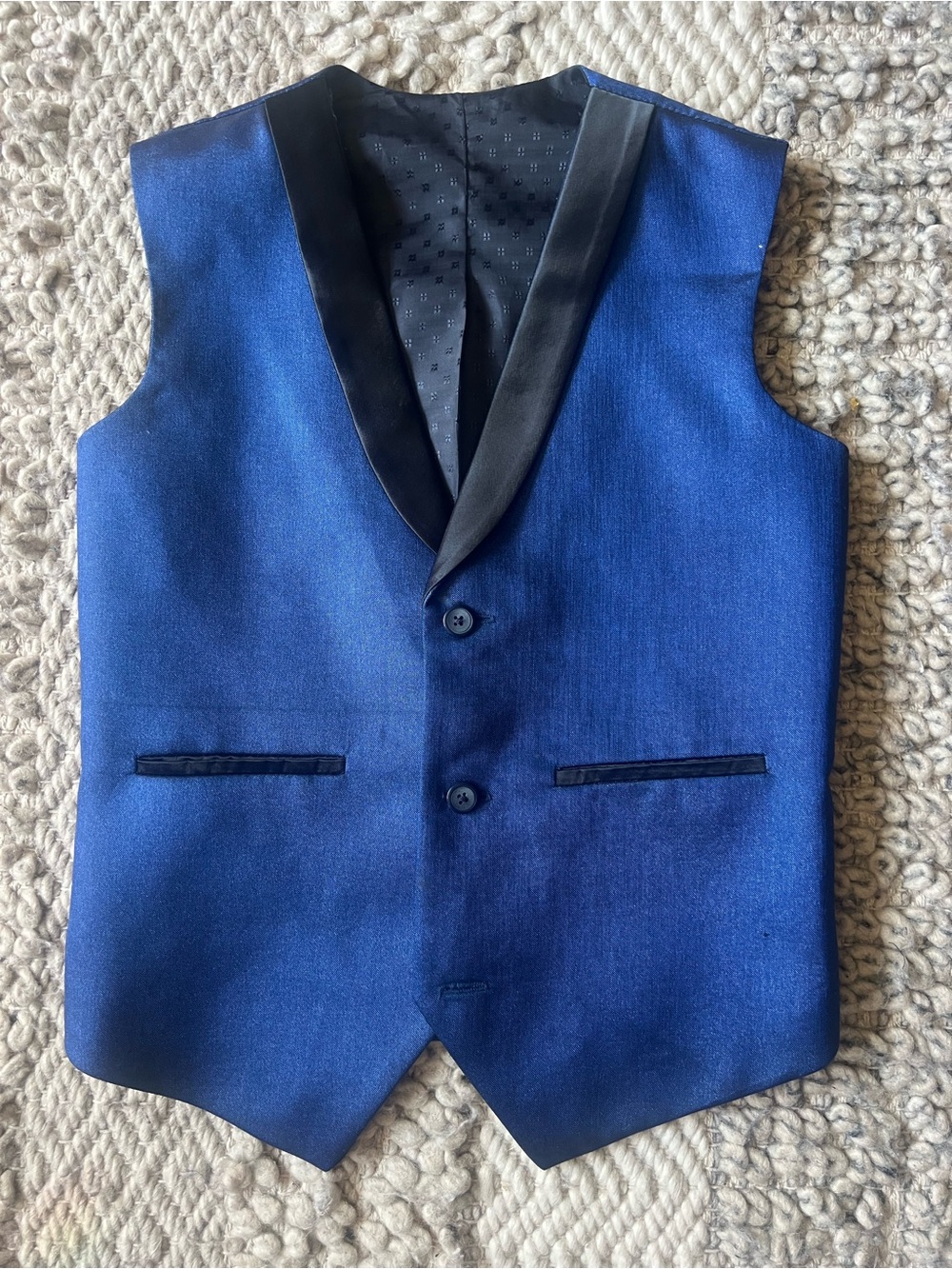 Boys Blue Satin-Trim Dress Vest